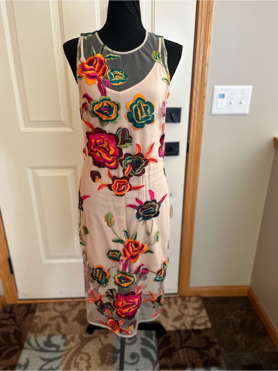 Alexia Admor Dresses & Skirts - Women’s Alexia Admor sheer nude mesh floral embroidered sleeveless dress. Small